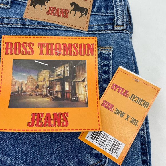 Ross Thomson Denim Jeans Blue Straight Medium Wash Flawed NWT Men's 38 W x 30 - Picture 9 of 14